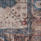 Distressed Tribal Style Neutral Cotton Area Rug Machine