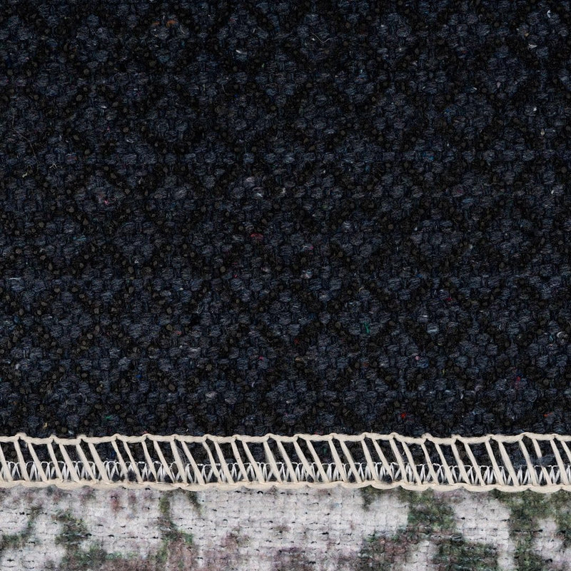 Distressed Tribal Style Neutral Cotton Area Rug Machine