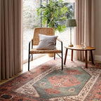 Distressed Tribal Style Neutral Cotton Area Rug Machine