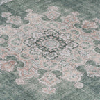 Distressed Tribal Style Neutral Cotton Area Rug Machine