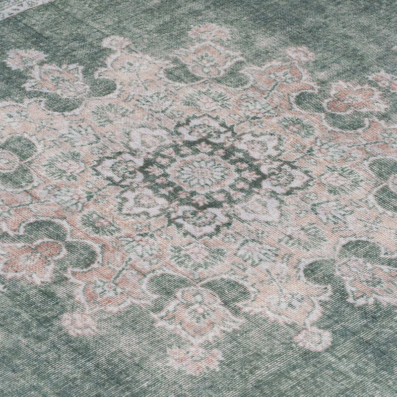 Distressed Tribal Style Neutral Cotton Area Rug Machine