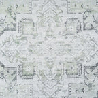 Distressed Tribal Style Neutral Cotton Area Rug Machine