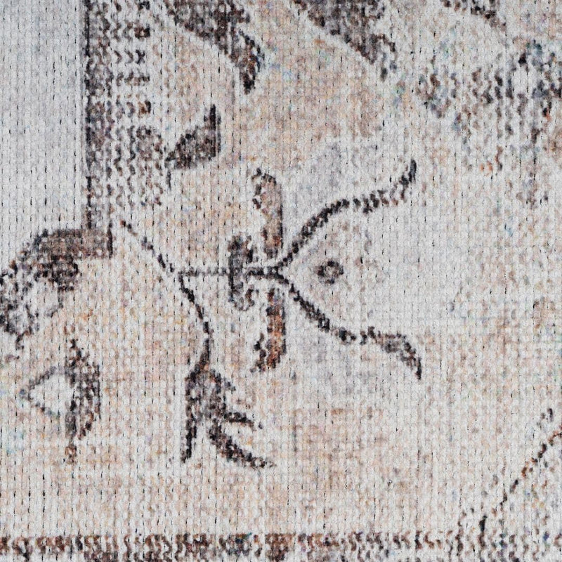 Distressed Tribal Style Neutral Cotton Area Rug Machine