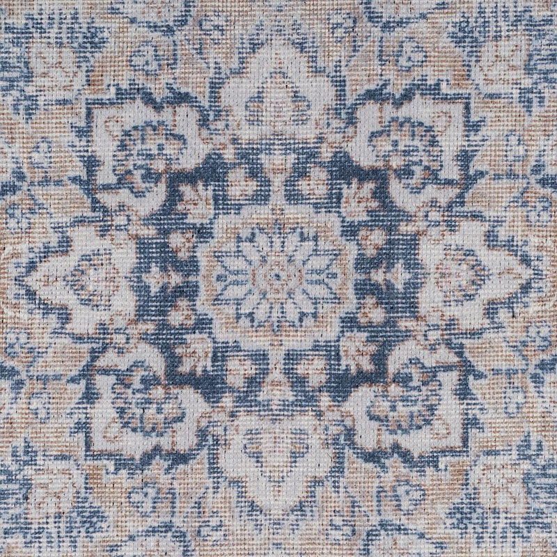 Distressed Tribal Style Neutral Cotton Area Rug Machine