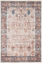 Distressed Tribal Style Neutral Cotton Area Rug Machine