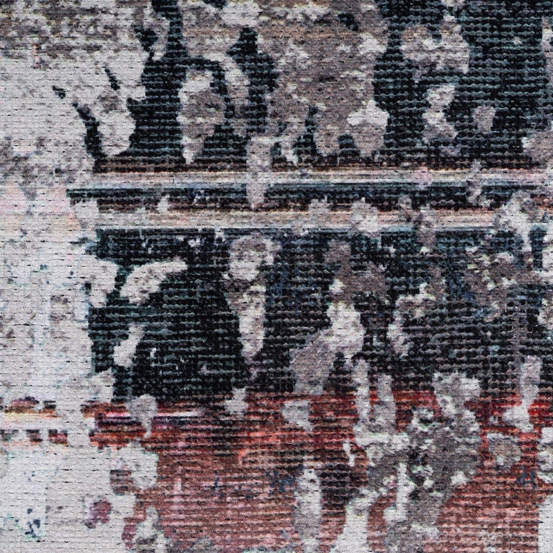 Distressed Tribal Style Neutral Cotton Area Rug Machine