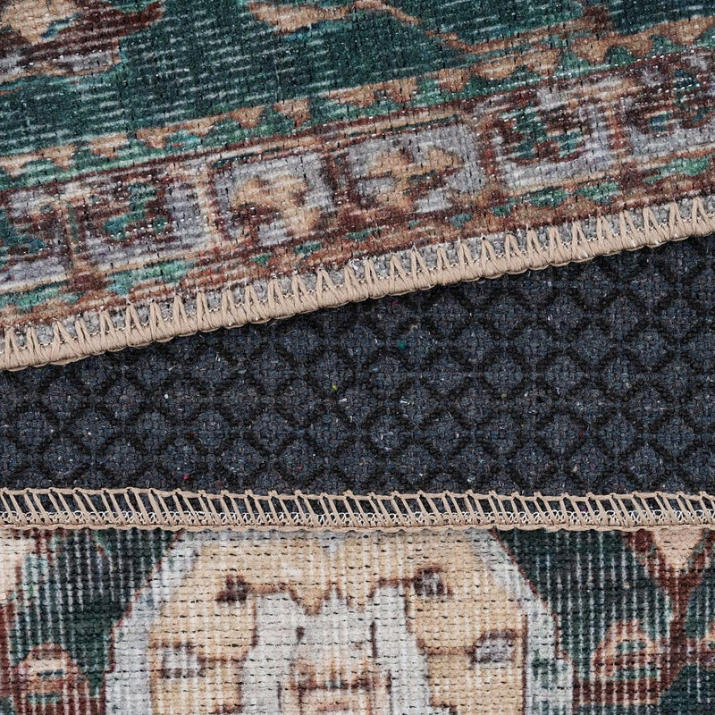 Distressed Tribal Style Neutral Cotton Area Rug Machine