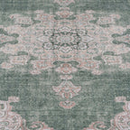 Distressed Tribal Style Neutral Cotton Area Rug Machine