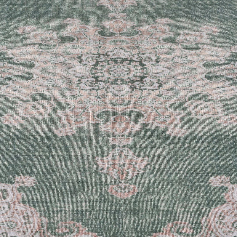 Distressed Tribal Style Neutral Cotton Area Rug Machine