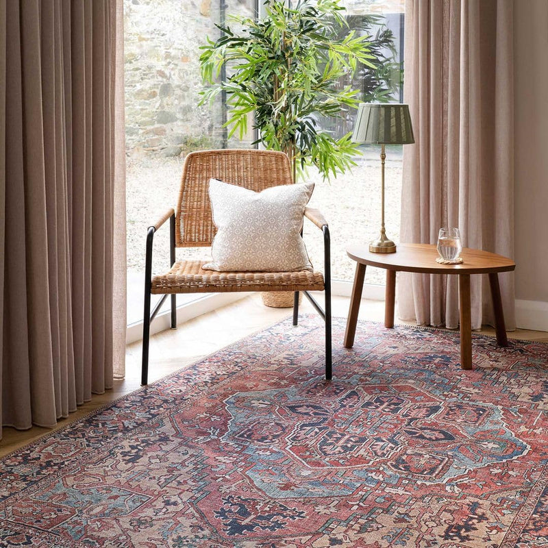 Distressed Tribal Style Neutral Cotton Area Rug Machine
