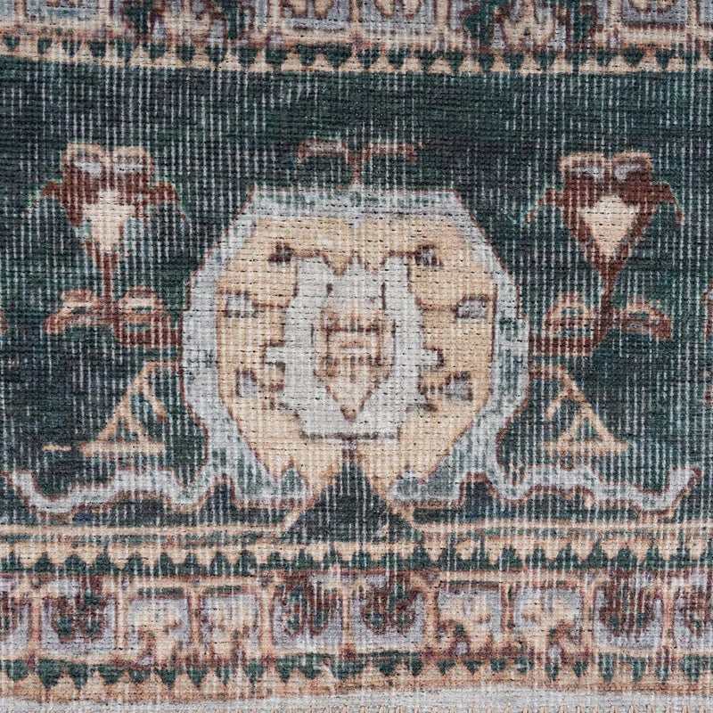 Distressed Tribal Style Neutral Cotton Area Rug Machine