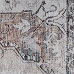 Distressed Tribal Style Neutral Cotton Area Rug Machine