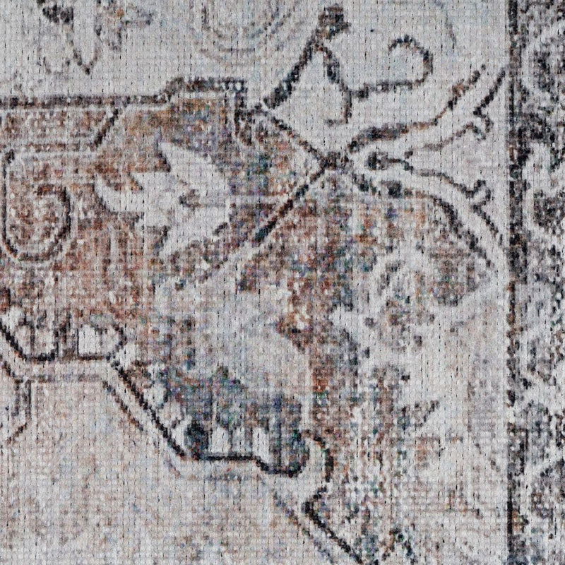 Distressed Tribal Style Neutral Cotton Area Rug Machine