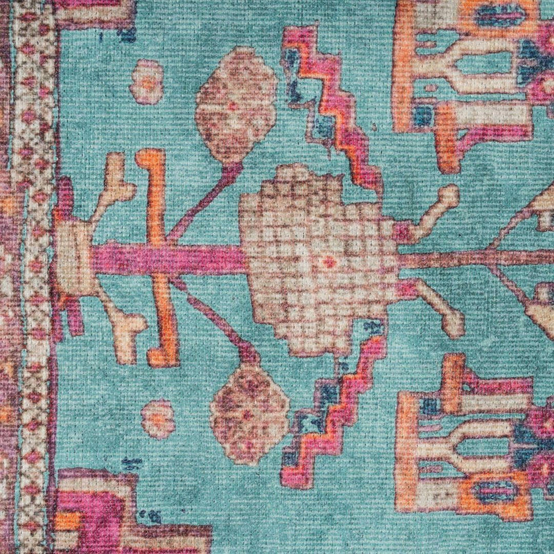 Distressed Tribal Style Neutral Cotton Area Rug Machine