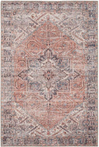 Distressed Tribal Style Neutral Cotton Area Rug Machine