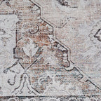 Distressed Tribal Style Neutral Cotton Area Rug Machine