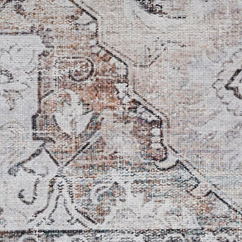 Distressed Tribal Style Neutral Cotton Area Rug Machine