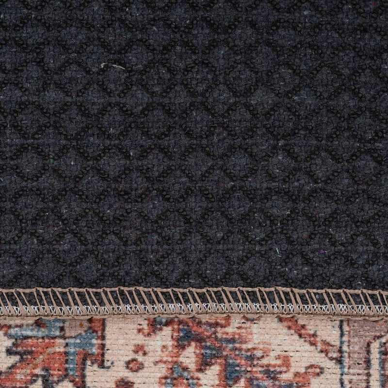 Distressed Tribal Style Neutral Cotton Area Rug Machine