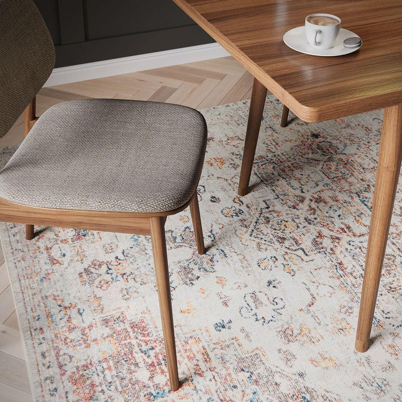Distressed Tribal Style Neutral Cotton Area Rug Machine