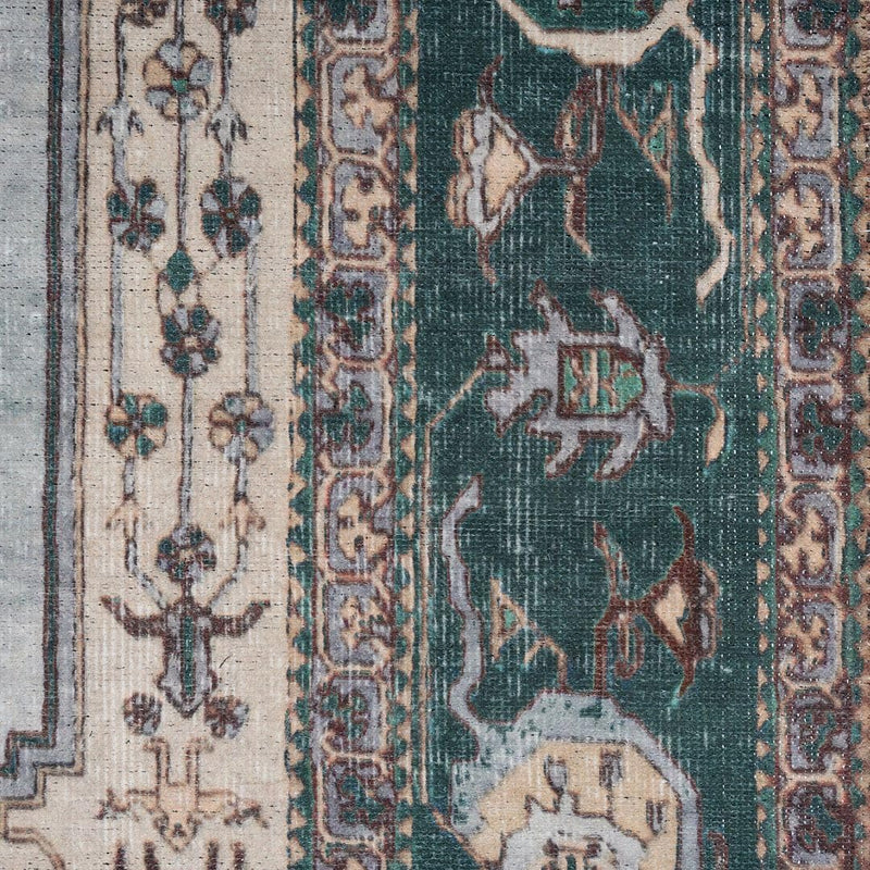 Distressed Tribal Style Neutral Cotton Area Rug Machine