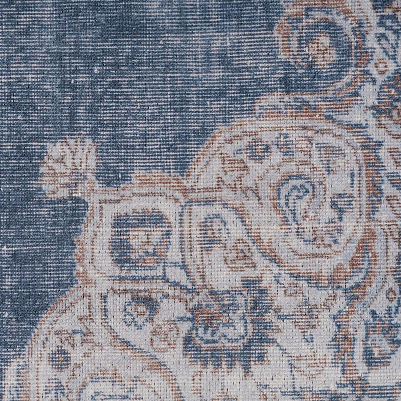 Distressed Tribal Style Neutral Cotton Area Rug Machine