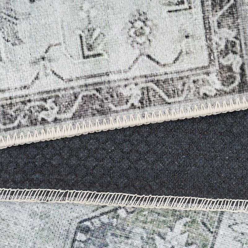 Distressed Tribal Style Neutral Cotton Area Rug Machine