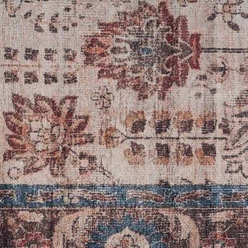 Distressed Tribal Style Neutral Cotton Area Rug Machine