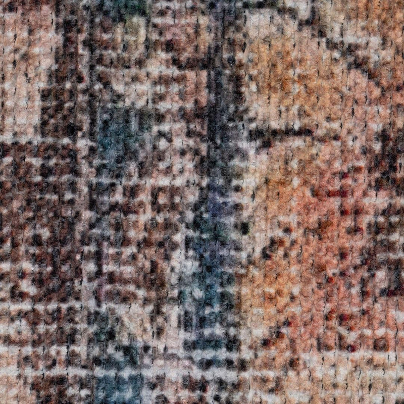 Distressed Tribal Style Neutral Cotton Area Rug Machine