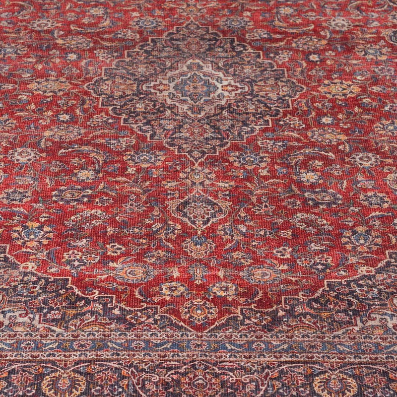 Distressed Tribal Style Neutral Cotton Area Rug Machine
