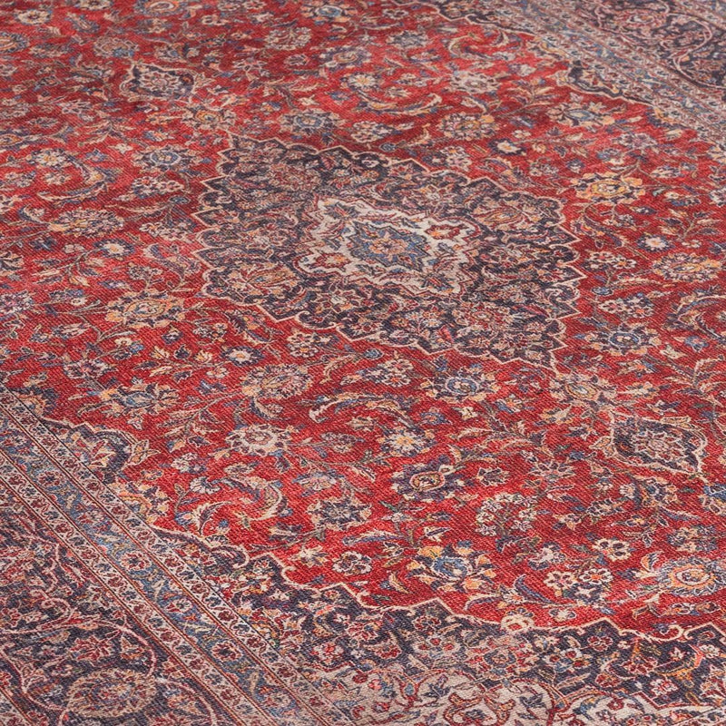 Distressed Tribal Style Neutral Cotton Area Rug Machine