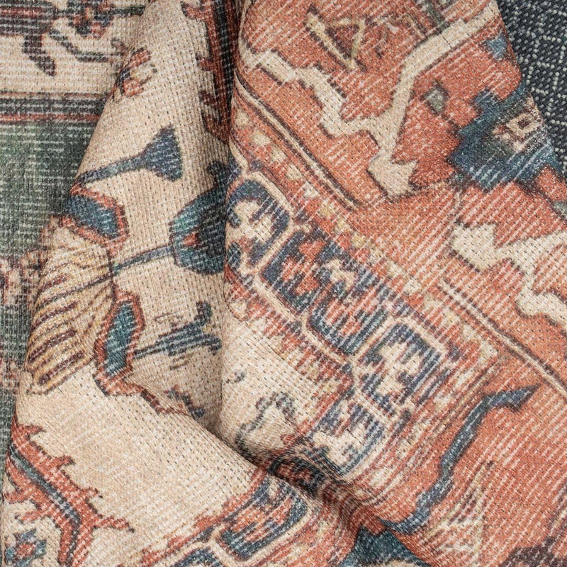Distressed Tribal Style Neutral Cotton Area Rug Machine
