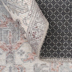 Distressed Tribal Style Neutral Cotton Area Rug Machine