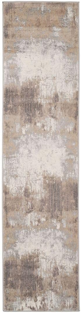 Distressed Warm Neutral Greige Living Room Area Runner