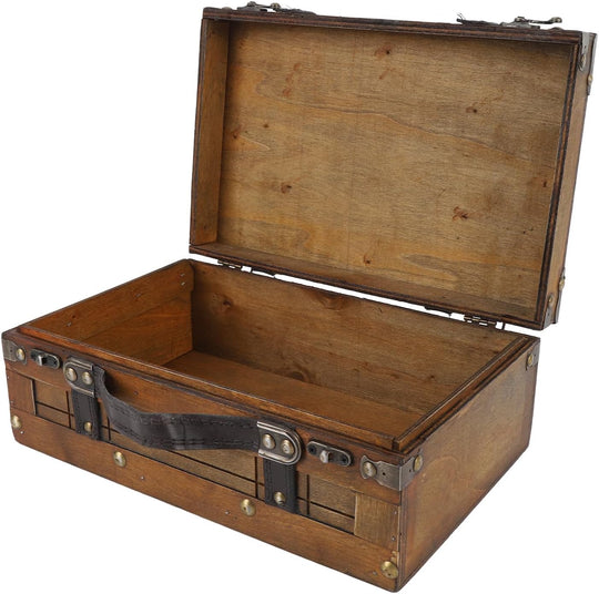 Distressed Wooden Chest Handbag Vintage Storage Trunk