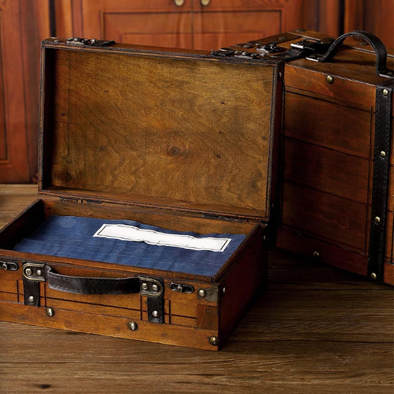 Distressed Wooden Chest Handbag Vintage Storage Trunk