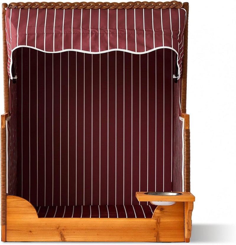 Dog Beach Chair with Rattan Frame Canopy Bowl