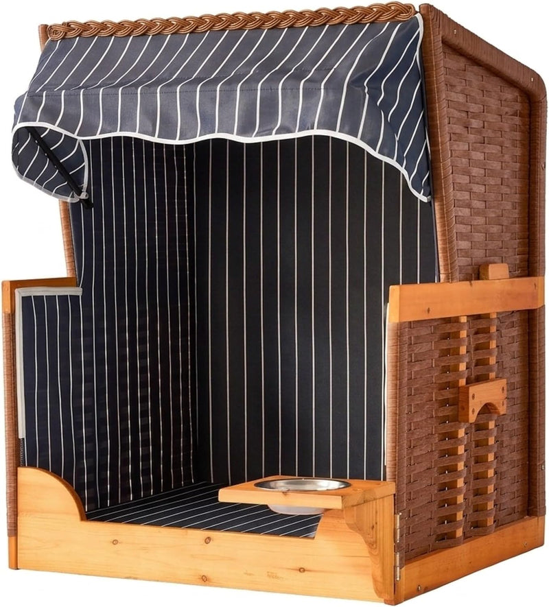 Dog Beach Chair with Rattan Frame Canopy Bowl