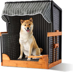 Dog Beach Chair with Rattan Frame Canopy Bowl