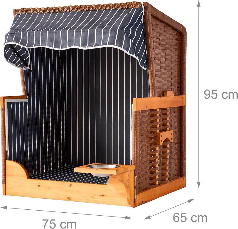 Dog Beach Chair with Rattan Frame Canopy Bowl