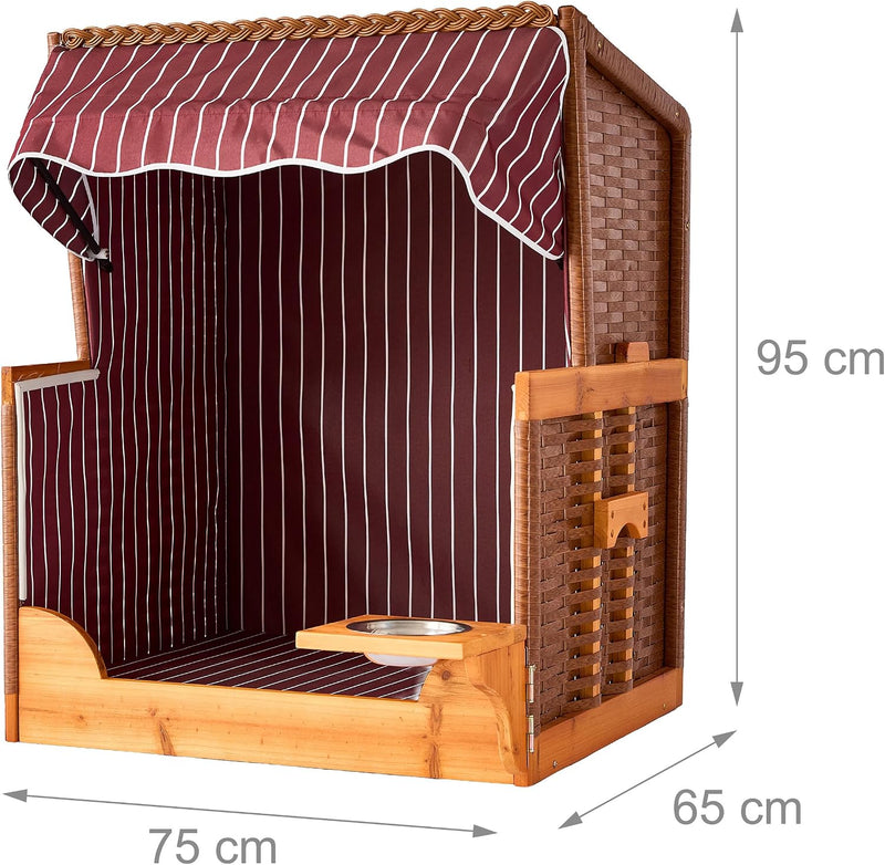 Dog Beach Chair with Rattan Frame Canopy Bowl