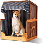 Dog Beach Chair with Rattan Frame Canopy Bowl