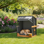 Dog Beach Chair with Rattan Frame Canopy Bowl