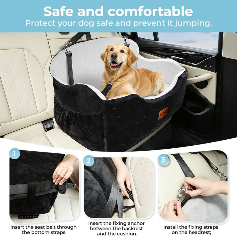 Dog Car Seat for Back Bed with -Sided