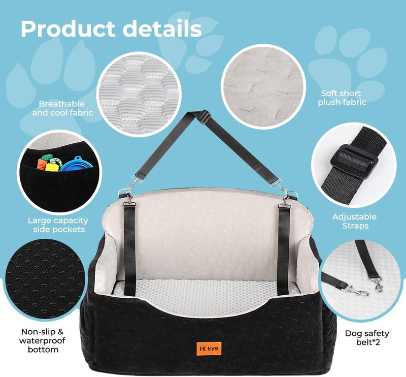 Dog Car Seat for Back Bed with -Sided