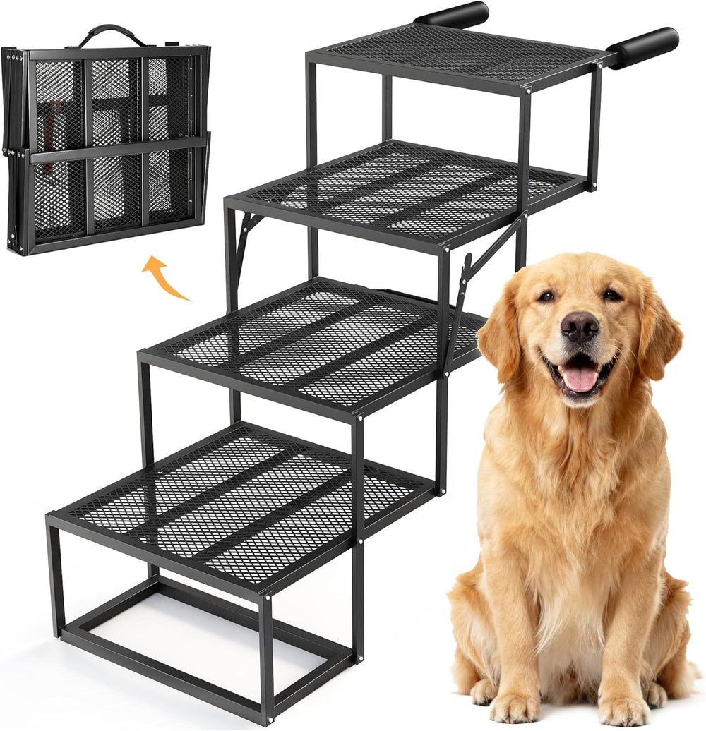 Dog Ramp Car Foldable Wide 4 Step Stairs