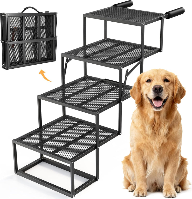 Portable Pet Stairs Wide 4 Step Dog Ramp