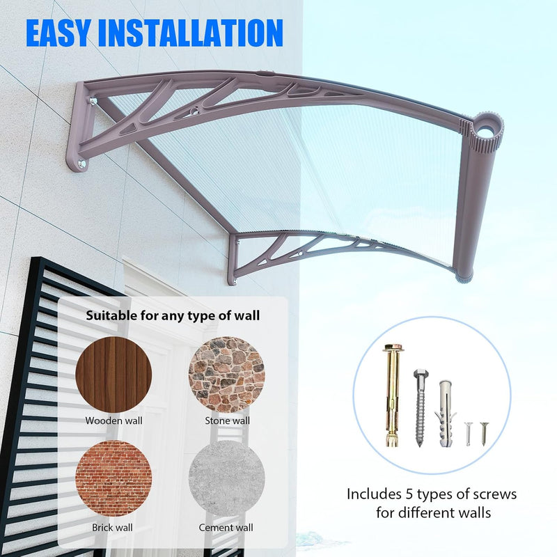 Door Canopy Outdoor Awning with Drainage