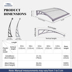 Door Canopy Outdoor Awning with Drainage