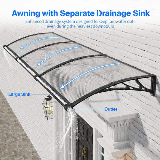 Door Canopy Outdoor Awning with Drainage