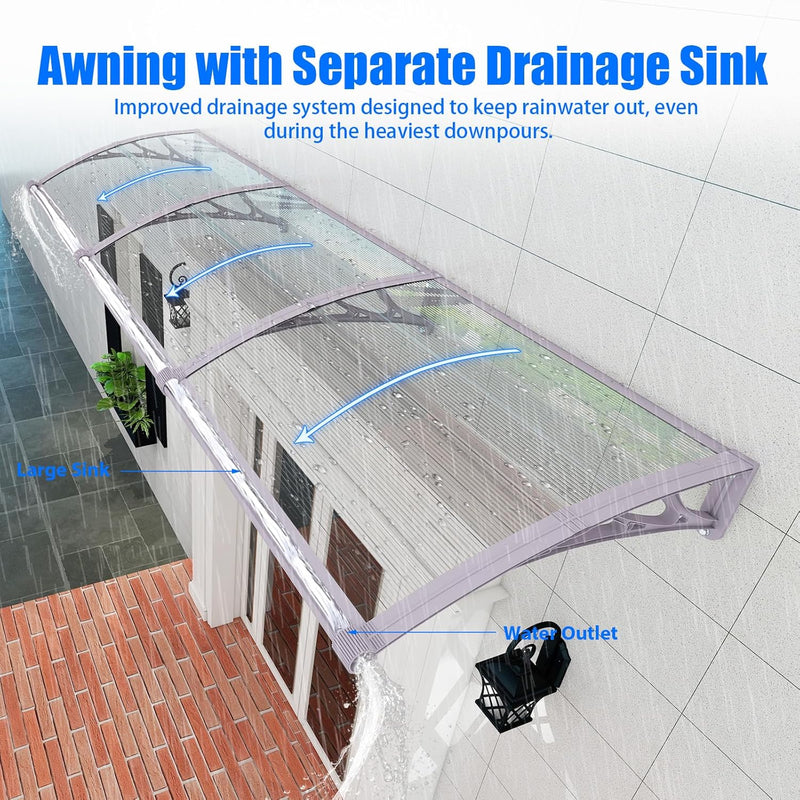 Door Canopy Outdoor Awning with Drainage